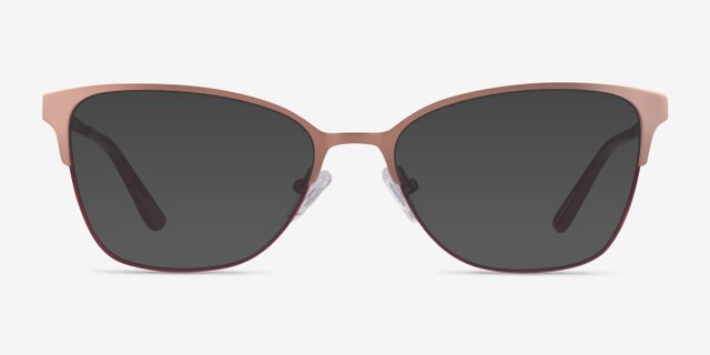 Marlena Rose Gold Burdungy MetalEyeglass Frames from EyeBuyDirect, with Tinted Lenses