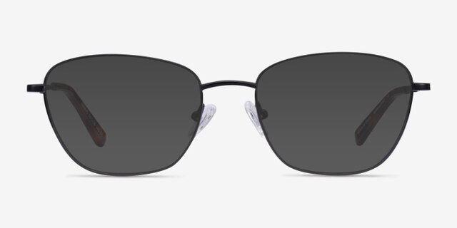 Ingrid Shiny Black MetalEyeglass Frames from EyeBuyDirect, with Tinted Lenses