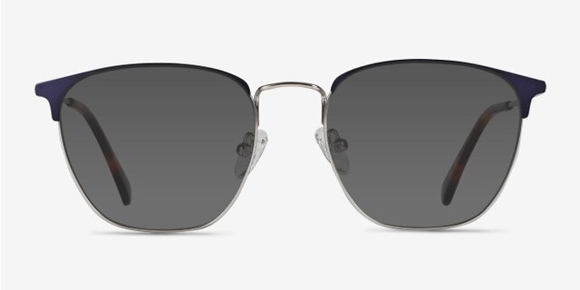 Codex Blue Silver MetalEyeglass Frames from EyeBuyDirect, with Tinted Lenses
