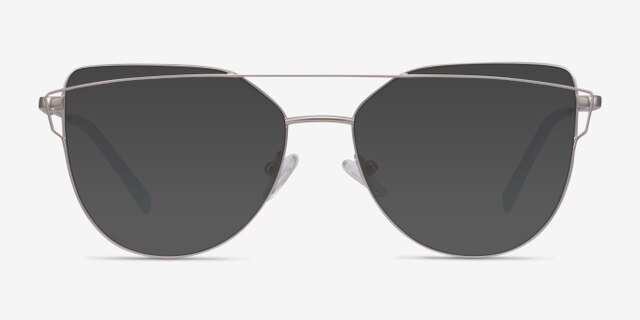 Surprise Matte Silver MetalEyeglass Frames from EyeBuyDirect, with Tinted Lenses