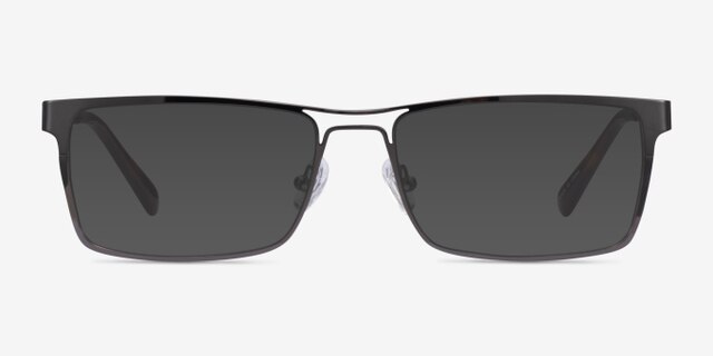 Biloxi Dark Gunmetal MetalEyeglass Frames from EyeBuyDirect, with Tinted Lenses