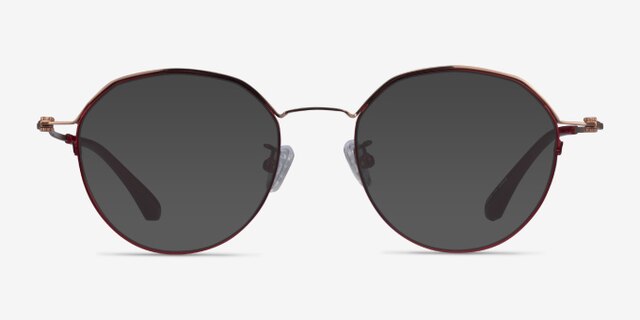 Hills Burgundy  Rose Gold MétalMontures de lunettes de vue d'EyeBuyDirect, Avec des Verres Teintés