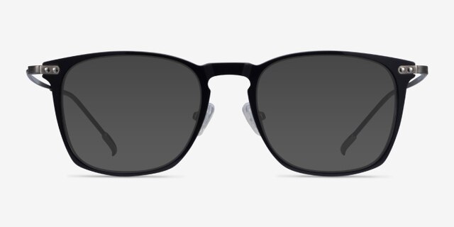 Usman Black  Gunmetal Acetate-metalEyeglass Frames from EyeBuyDirect, with Tinted Lenses