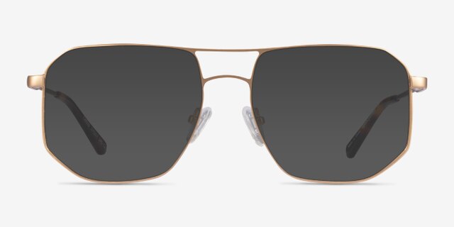 Carlo Brushed Gold MetalEyeglass Frames from EyeBuyDirect, with Tinted Lenses