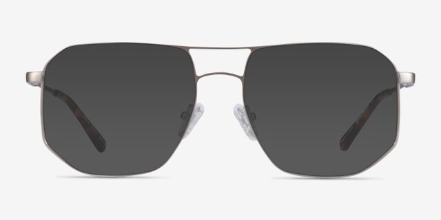 Carlo Brushed Silver MetalEyeglass Frames from EyeBuyDirect, with Tinted Lenses