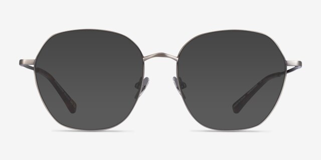 Etymology Brushed Gunmetal MetalEyeglass Frames from EyeBuyDirect, with Tinted Lenses