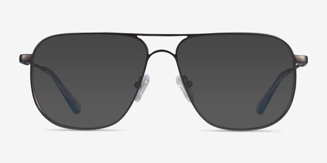 Dynamic Matte Gunmetal MetalEyeglass Frames from EyeBuyDirect, with Tinted Lenses