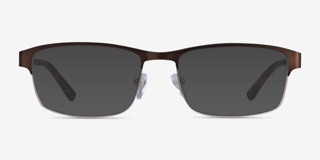 Quest Bronze Silver MetalEyeglass Frames from EyeBuyDirect, with Tinted Lenses