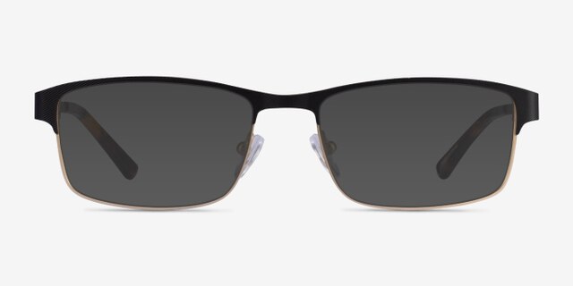 Quest Black Gold MetalEyeglass Frames from EyeBuyDirect, with Tinted Lenses