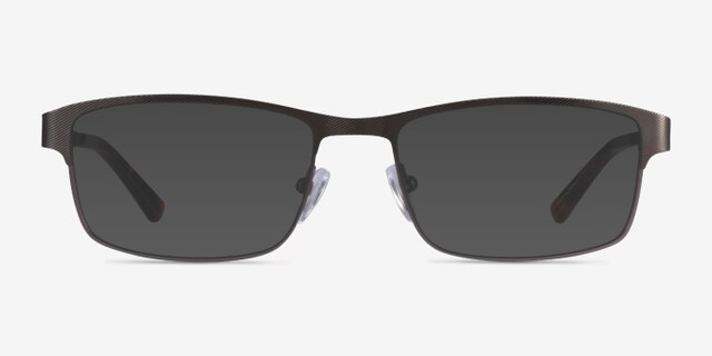 Quest Gunmetal MetalEyeglass Frames from EyeBuyDirect, with Tinted Lenses