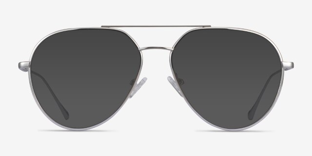 Telescope Silver MetalEyeglass Frames from EyeBuyDirect, with Tinted Lenses
