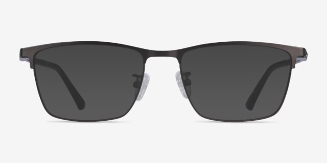 Joker Matte Gunmetal Clear Gray MetalEyeglass Frames from EyeBuyDirect, with Tinted Lenses