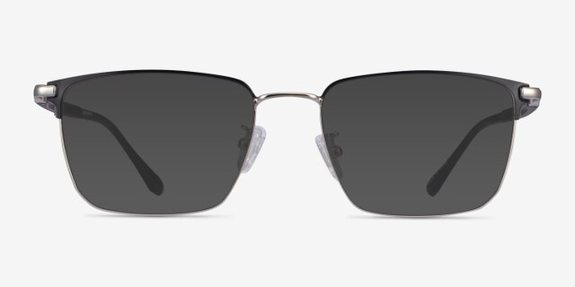 Abroad Black Silver MetalEyeglass Frames from EyeBuyDirect, with Tinted Lenses