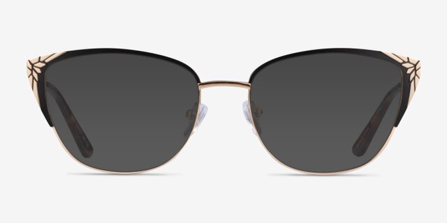 Ines Black Gold MetalEyeglass Frames from EyeBuyDirect, with Tinted Lenses