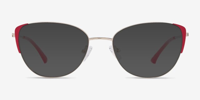 Operetta Gold Burgundy MetalEyeglass Frames from EyeBuyDirect, with Tinted Lenses