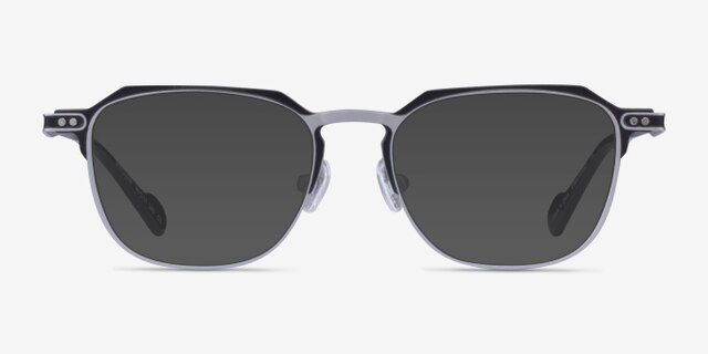 Winslow Matte Silver Black Aluminium-alloyEyeglass Frames from EyeBuyDirect, with Tinted Lenses