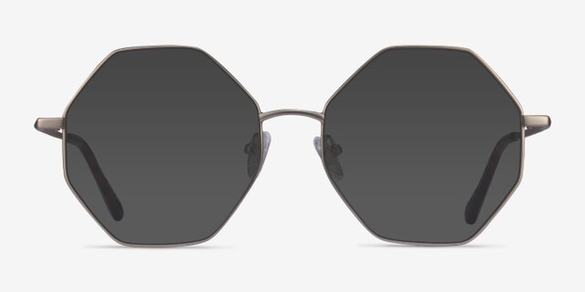 Imagine Matte Silver MetalEyeglass Frames from EyeBuyDirect, with Tinted Lenses