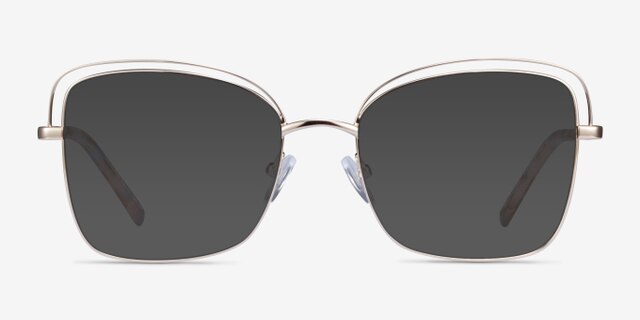 Oscillate Gold MetalEyeglass Frames from EyeBuyDirect, with Tinted Lenses