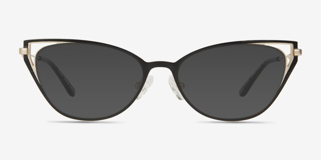 Cupid Black Matte Gold MétalMontures de lunettes de vue d'EyeBuyDirect, Avec des Verres Teintés