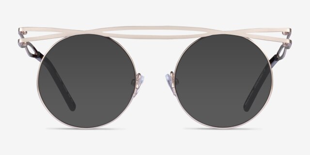 Fractal Light Gold MetalEyeglass Frames from EyeBuyDirect, with Tinted Lenses