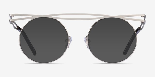 Fractal Silver MetalEyeglass Frames from EyeBuyDirect, with Tinted Lenses
