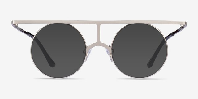 Framework Silver MetalEyeglass Frames from EyeBuyDirect, with Tinted Lenses
