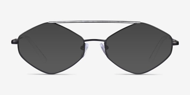 Trig Black White MetalEyeglass Frames from EyeBuyDirect, with Tinted Lenses