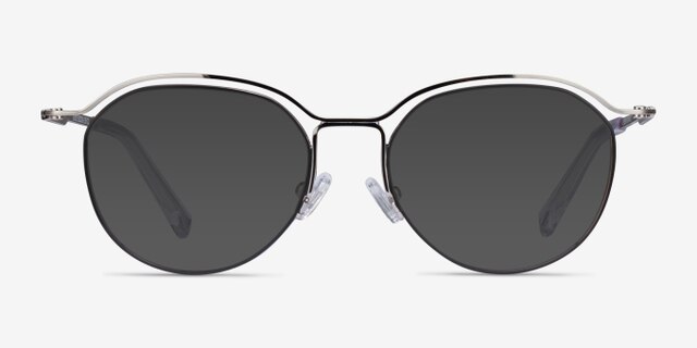 Duo Silver Black MetalEyeglass Frames from EyeBuyDirect, with Tinted Lenses