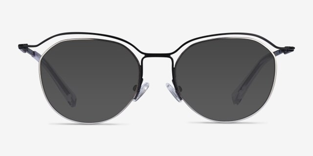 Duo Black Silver MetalEyeglass Frames from EyeBuyDirect, with Tinted Lenses