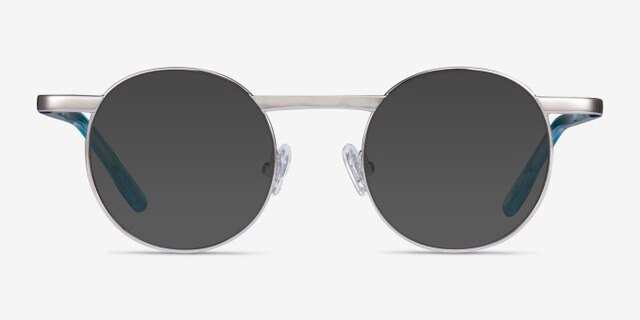 Task Silver MetalEyeglass Frames from EyeBuyDirect, with Tinted Lenses