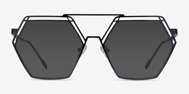 Cyber Black MetalEyeglass Frames from EyeBuyDirect, with Tinted Lenses