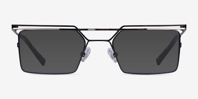 Pacer Black Silver MetalEyeglass Frames from EyeBuyDirect, with Tinted Lenses