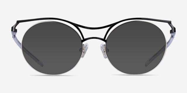 Proximo Black Silver MetalEyeglass Frames from EyeBuyDirect, with Tinted Lenses
