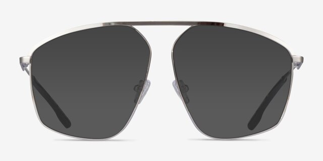 Station Silver MetalEyeglass Frames from EyeBuyDirect, with Tinted Lenses