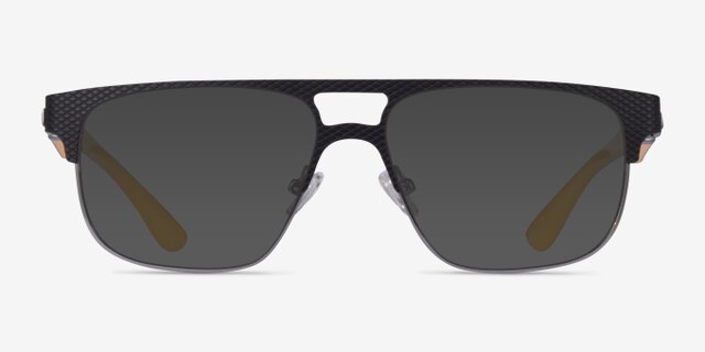 Cab Black Yellow MetalEyeglass Frames from EyeBuyDirect, with Tinted Lenses