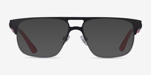 Cab Black Red MetalEyeglass Frames from EyeBuyDirect, with Tinted Lenses