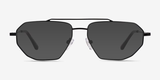 Foxtrot Shiny Black Tortoise MetalEyeglass Frames from EyeBuyDirect, with Tinted Lenses