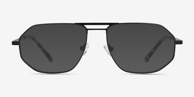 Quebec Matte Black MetalEyeglass Frames from EyeBuyDirect, with Tinted Lenses