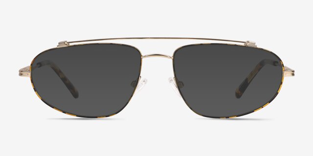 Uniform Satin Gold MétalMontures de lunettes de vue d'EyeBuyDirect, Avec des Verres Teintés