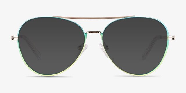 Sparkle Gradient Blue MetalEyeglass Frames from EyeBuyDirect, with Tinted Lenses