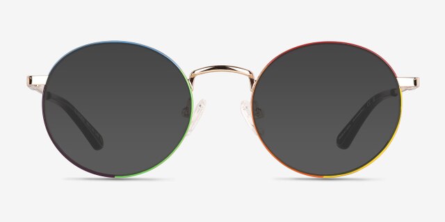 Glimmer Shiny Gold Rainbow MetalEyeglass Frames from EyeBuyDirect, with Tinted Lenses