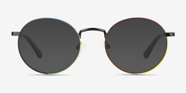 Glimmer Shiny Black Rainbow MetalEyeglass Frames from EyeBuyDirect, with Tinted Lenses