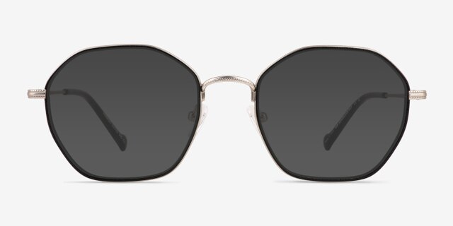 Frances Matte Silver Black MetalEyeglass Frames from EyeBuyDirect, with Tinted Lenses