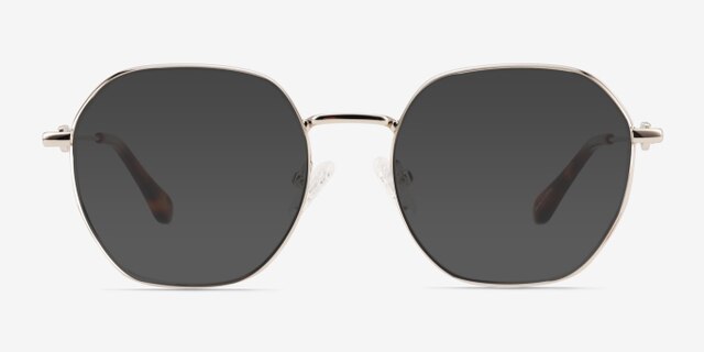 Aiko Shiny Gold MetalEyeglass Frames from EyeBuyDirect, with Tinted Lenses