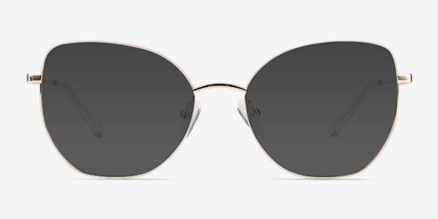 Desire Shiny Gold White MetalEyeglass Frames from EyeBuyDirect, with Tinted Lenses