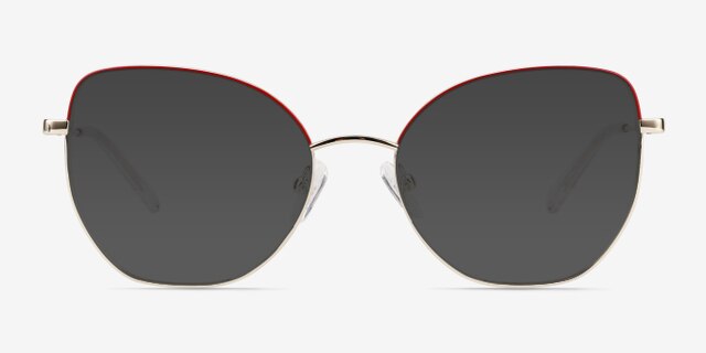 Desire Shiny Gold Red MetalEyeglass Frames from EyeBuyDirect, with Tinted Lenses