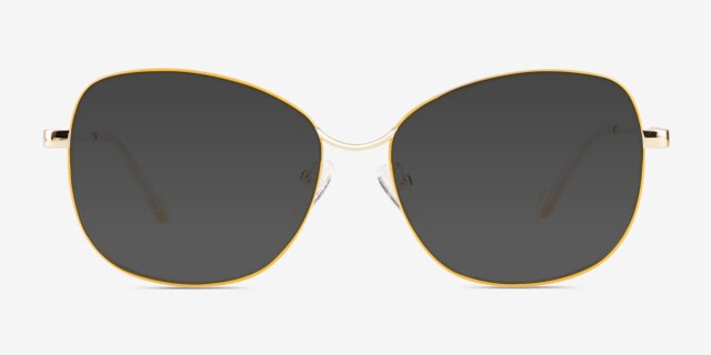 Maude Yellow Gold MetalEyeglass Frames from EyeBuyDirect, with Tinted Lenses