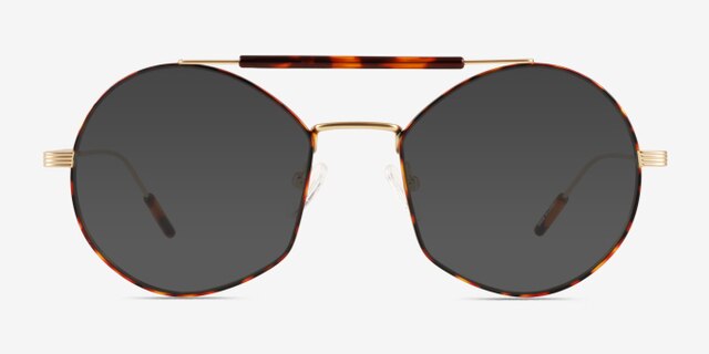 Art Tortoise Gold MetalEyeglass Frames from EyeBuyDirect, with Tinted Lenses