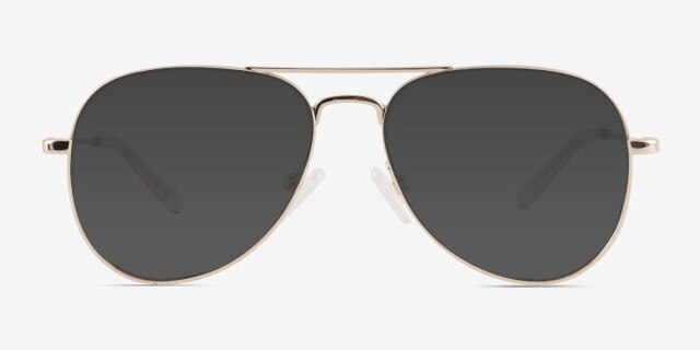 Buzz Shiny Gold MetalEyeglass Frames from EyeBuyDirect, with Tinted Lenses