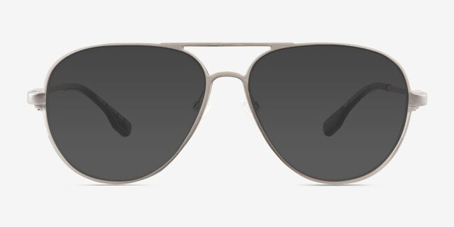 Torque Matte Silver Aluminium-alloyEyeglass Frames from EyeBuyDirect, with Tinted Lenses